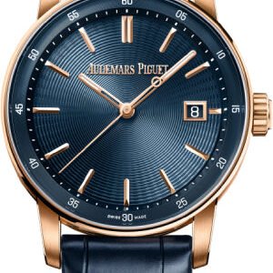 Audemars Piguet Code 11.59 Selfwinding 38mm Pink Rose Gold Blue Dial Leather Strap - 77410OR.OO.A342CR.01