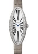Cartier Baignoire Allongee Watch - 47 mm White Gold Diamond Case - Light Gray Strap - WJBA0007