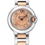 Cartier Ballon Bleu de Cartier Watch - 28 mm Steel Case - Pink Gold Bezel - Pink Dial - Pink Gold And Steel Bracelet - WE902052