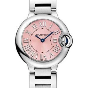 Cartier Ballon Bleu De Cartier Watch - 28.6 mm Steel Diamond Case - Diamond Bezel - Pink Dial - W6920038