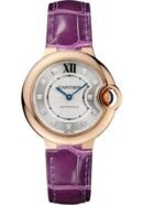 Cartier Ballon Bleu de Cartier Watch - 33 mm Pink Gold Case - Diamond Dial - Purple Alligator Strap - WE902040