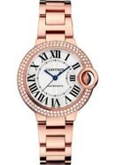 Cartier Ballon Bleu de Cartier Watch - 33 mm Rose Gold Diamond Case - Silvered Dial - Interchangeable Bracelet - WJBB0066