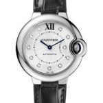 Cartier Ballon Bleu de Cartier Watch - 33 mm Steel Case - Diamond Dial - Black Alligator Strap - W4BB0009