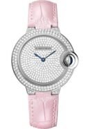 Cartier Ballon Bleu de Cartier Watch - 33 mm White Gold Diamond Case - Diamond Paved Dial - Pearly Pink Alligator Strap - WE902047