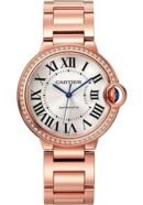 Cartier Ballon Bleu de Cartier Watch - 36 mm Rose Gold Diamond Case - Silvered Sunray-Brushed Dial - Interchangeable Bracelet - WJBB0064