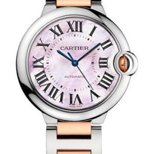 Cartier Ballon Bleu de Cartier Watch - 36 mm Steel Case - Pink Gold Bezel - Pink Mother-Of-Pearl Dial - W2BB0011
