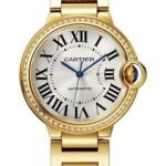 Cartier Ballon Bleu de Cartier Watch - 36 mm Yellow Gold Diamond Case - Silvered Sunray-Brushed Dial - Interchangeable Bracelet - WJBB0070