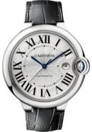 Cartier Ballon Bleu de Cartier Watch - 42 mm Steel Case - Silvered Opaline Dial - Black Alligator Strap - WSBB0026