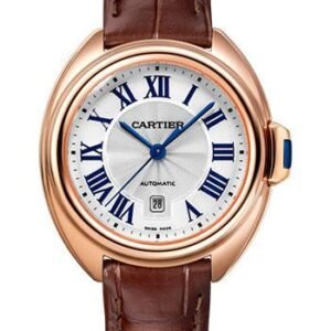 Cartier Cle de Cartier Watch - 31 mm Pink Gold Case - Silver Dial - Brown Alligator Strap - WGCL0010