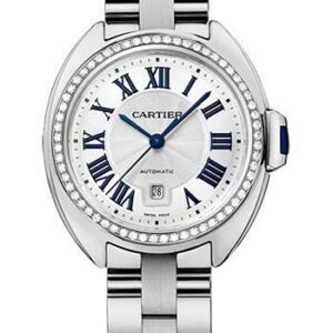 Cartier Cle De Cartier Watch - 31 mm White Gold Diamond Case - Diamond Bezel - Silver Dial - WJCL0002
