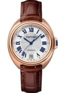 Cartier Cle de Cartier Watch - 35 mm Pink Gold Case - Silver Dial - Brown Alligator Strap - WGCL0013