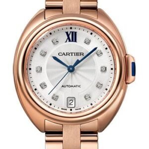 Cartier Cle de Cartier Watch - 35 mm Pink Gold Case - Silvered Flinque Diamond Dial - WJCL0033