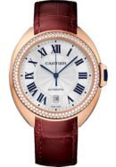 Cartier Cle De Cartier Watch - 40 mm Pink Gold Diamond Case - Diamond Bezel - Silver Dial - Bordeaux Alligator Strap - WJCL0012
