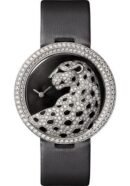 Cartier Panthere Divine Watch - 38 mm White Gold Diamond Case - Black Dial - Black Alligator Strap - HPI00648