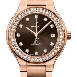 Hublot Classic Fusion King Gold Brown Diamonds Bracelet Watch - 38 mm - Brown Dial-568.OX.898M.OX.1204