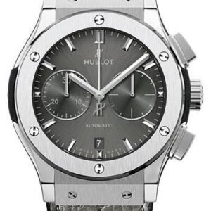 Hublot Classic Fusion Racing Grey Chronograph Watch - 42 mm - Grey Dial - Black Rubber and Leather Strap-541.NX.7070.LR