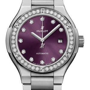 Hublot Classic Fusion Titanium Purple Diamonds Bracelet Watch - 33 mm - Purple Dial-585.NX.897V.NX.1204