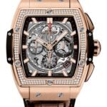 Hublot Spirit of Big Bang King Gold Diamonds Watch - 42 mm - Sapphire Dial - Black Rubber and Brown Leather Strap-641.OX.0183.LR.1104