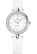 Omega De Ville Prestige Quartz Dewdrop Watch - 27.4 mm Steel Case - Mother-Of-Pearl Dial - Leather Strap - 424.13.27.60.55.001