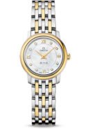 Omega De Ville Prestige Quartz Watch - 24.4 mm Steel Case - Yellow Gold Bezel - Mother-Of-Pearl Diamond Dial - Yellow Gold Bracelet - 424.20.24.60.55.001