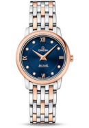 Omega De Ville Prestige Quartz Watch - 27.4 mm Steel Case - 18K Red Gold Bezel - Blue Diamond Dial - Red Gold-Steel Bracelet - 424.20.27.60.53.001