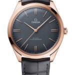 Omega De Ville Tresor Omega Co-Axial Master Chronometer - 40 mm Sedna Gold Case - Grey Enamel Dial - Grey Leather Strap - 435.53.40.21.06.001