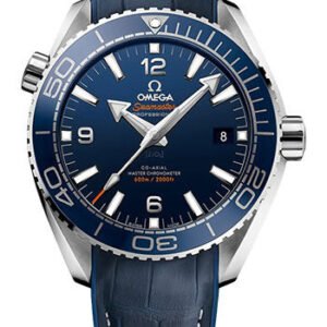 Omega Planet Ocean 600 M Omega Co-axial Master Chronometer Watch - 43.5 mm Steel Case - Unidirectional Blue Ceramic Bezel - Blue Ceramic Dial - Blue Leather Strap -...