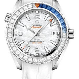Omega Planet Ocean 600M Co-Axial Master Chronometer Limited Edition of 88 Watch - 39.5 mm White Gold Case - Unidirectional Diamond Bezel - Mother-Of-Pearl Dial - White Leather...