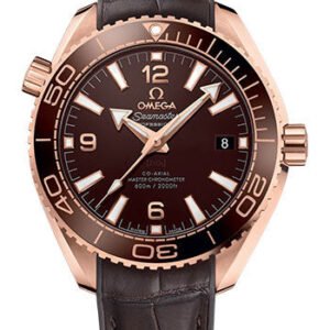 Omega Planet Ocean 600M Co-Axial Master Chronometer Watch - 39.5 mm Sedna Gold Case - Unidirectional Brown Cermaic Bezel - Chocolate Brown Dial - Brown Leather Strap -...