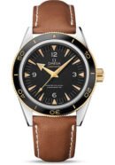Omega Seamaster 300 Omega Master Co-Axial Watch - 41 mm Steel Case - Yellow Gold Bezel - Black Dial - Brown Leather Strap - 233.22.41.21.01.001