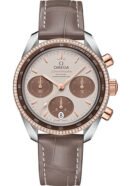 Omega Speedmaster 38 Co-Axial Chronograph Watch - 38 mm Steel And Sedna Gold Case - Dual Diamond Bezel - Cappuccino Dial - Taupe-Brown Leather Strap - 324.28.38.50.02.002