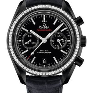 Omega Speedmaster Moonwatch Omega Co-Axial Chronograph Dark Side of the Moon Watch - 44.25 mm Black Ceramic Case - Diamond Set Ceramic Bezel - Black Ceramic Diamond Dial - Black...