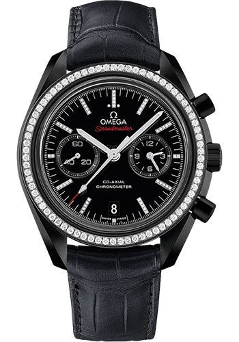 Omega Speedmaster Moonwatch Omega Co-Axial Chronograph Dark Side of the Moon Watch - 44.25 mm Black Ceramic Case - Diamond Set Ceramic Bezel - Black Ceramic Diamond Dial - Black...