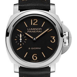 Panerai Luminor Base - 44mm - Polished Steel - Black Dial - Black Calf Ponte Vecchio Strap - PAM00915