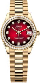Rolex Datejust 31 Yellow Gold Red Ombré Diamond Set Dial Diamond Set Bezel President Bracelet - 278288RBR - 2025