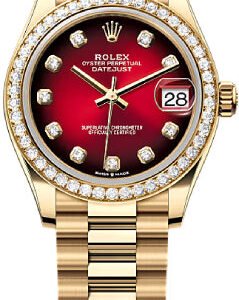Rolex Datejust 31 Yellow Gold Red Ombré Diamond Set Dial Diamond Set Bezel President Bracelet - 278288RBR - 2025