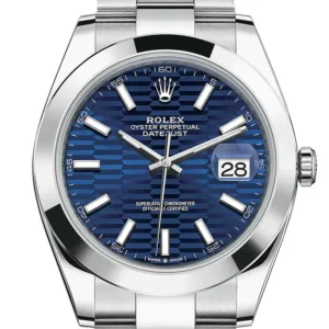 Rolex Datejust 41mm Stainless Steel Mens Watch 126334 Blue Fluted Dial with Oyster Bracelet