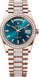 Rolex Day-Date 36 36mm Blue-Green Diamond-Set Dial Diamond-Set Bezel with Diamond-Set President Bracelet - 128345RBR | 2024 Model