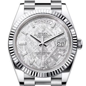 Rolex Day-Date 40 Meteorite Diamonds Dial Fluted Bezel Platinum President Men's Watch 228236