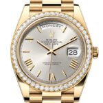 Rolex Day-Date 40 Silver Roman Dial Yellow Gold President Men's Watch 228348RBR 228348