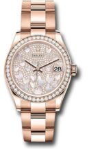 Rolex Everose Gold Datejust 31 Watch - Diamond Bezel - Diamond Paved Butterfly Dial - Oyster Bracelet - 278285RBR pmopbo