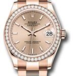 Rolex Everose Gold Datejust 31 Watch - Diamond Bezel - Rose Index Dial - Oyster Bracelet - 278285RBR rsio