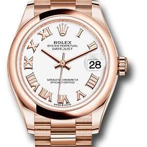 Rolex Everose Gold Datejust 31 Watch - Domed Bezel - White Roman Dial - President Bracelet - 278245 wrp