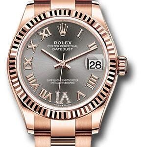 Rolex Everose Gold Datejust 31 Watch - Fluted Bezel - Rhodium Diamond Six Dial - Oyster Bracelet - 278275 dkrhdr6o