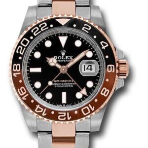 Rolex Everose Rolesor GMT-Master II 40 Watch - Black And Brown Root Beer Bezel - Black Dial - Oyster Bracelet - 126711CHNR bk