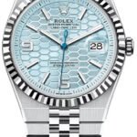 Rolex Land-Dweller 40 Platinum Ice Blue Honeycomb Motif Dial Fluted Bezel Jubilee Bracelet 127336 - 2025