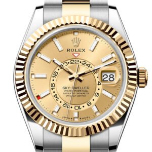 Rolex Sky Dweller 42 Champagne Dial Yellow Gold Stainless Steel Oyster Mens Watch 336933