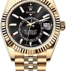 Rolex Sky-Dweller Yellow Gold 42mm Bright Black Dial Fluted Bezel Jubilee Bracelet - 336938 | 2024 Model