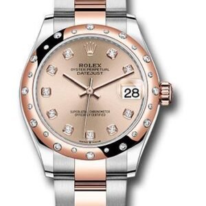 Rolex Steel and Everose Gold Datejust 31 Watch - 24 Diamond Bezel - Chocolate Diamond Dial - Oyster Bracelet - 278341RBR rodo