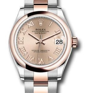 Rolex Steel and Everose Gold Datejust 31 Watch - Domed Bezel - Dark Rhodium Index Dial - Oyster Bracelet - 278241 roro